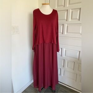 NWT Soft Surroundings Cassie Dress Long Maxi Chiffon Cabernet Size XL 1X 3X